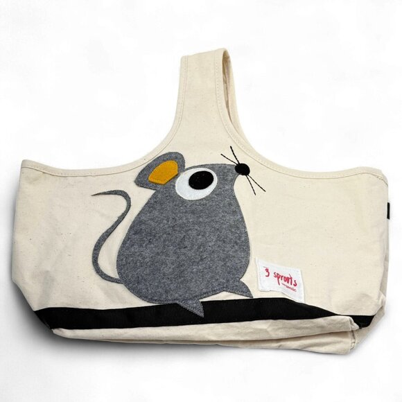 3 Sprouts Organic Cotton Canvas Bags Lot 2 Beaver and Mouse w liners - Picture 3 of 14